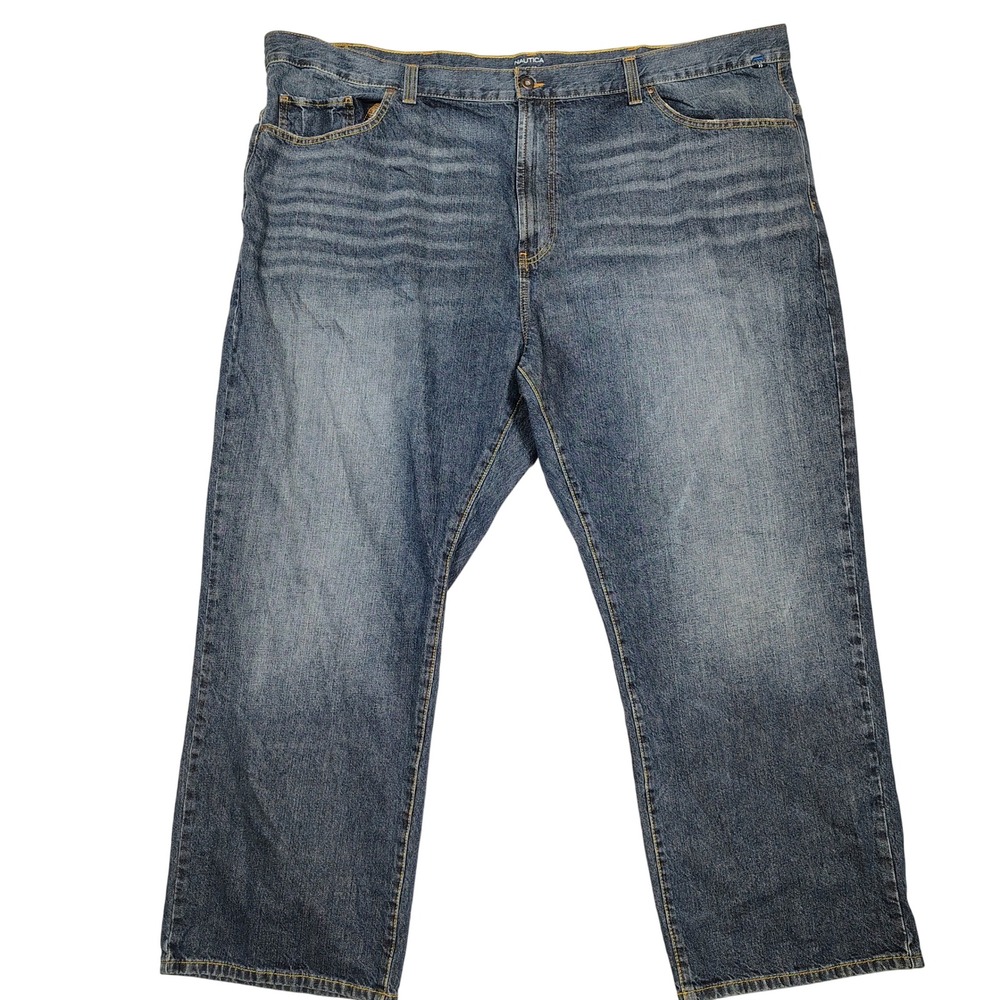 Nautica Jeans Men 50x30 Blue Straight Relaxed Fit Medium Wash Denim 100% Cotton